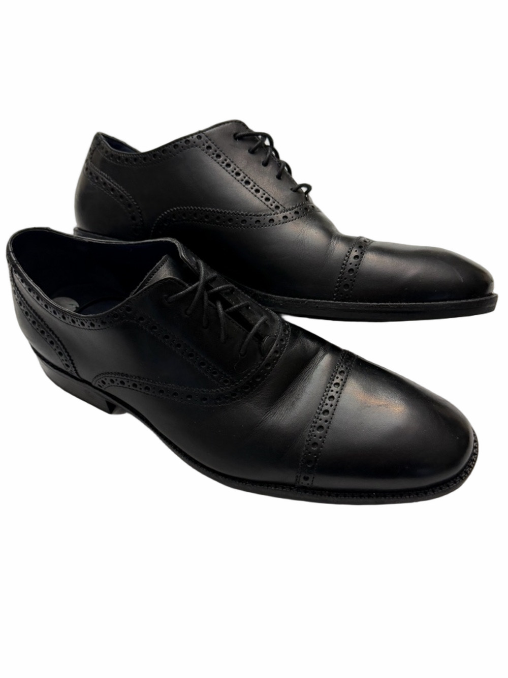 Cole Haan Black Leather Cap-Toe Oxford Brogues Formalwear Dress Shoes